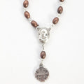 Finger rosary hand made in Bethlehem Holy Land, front view of the olive wood masterpiece