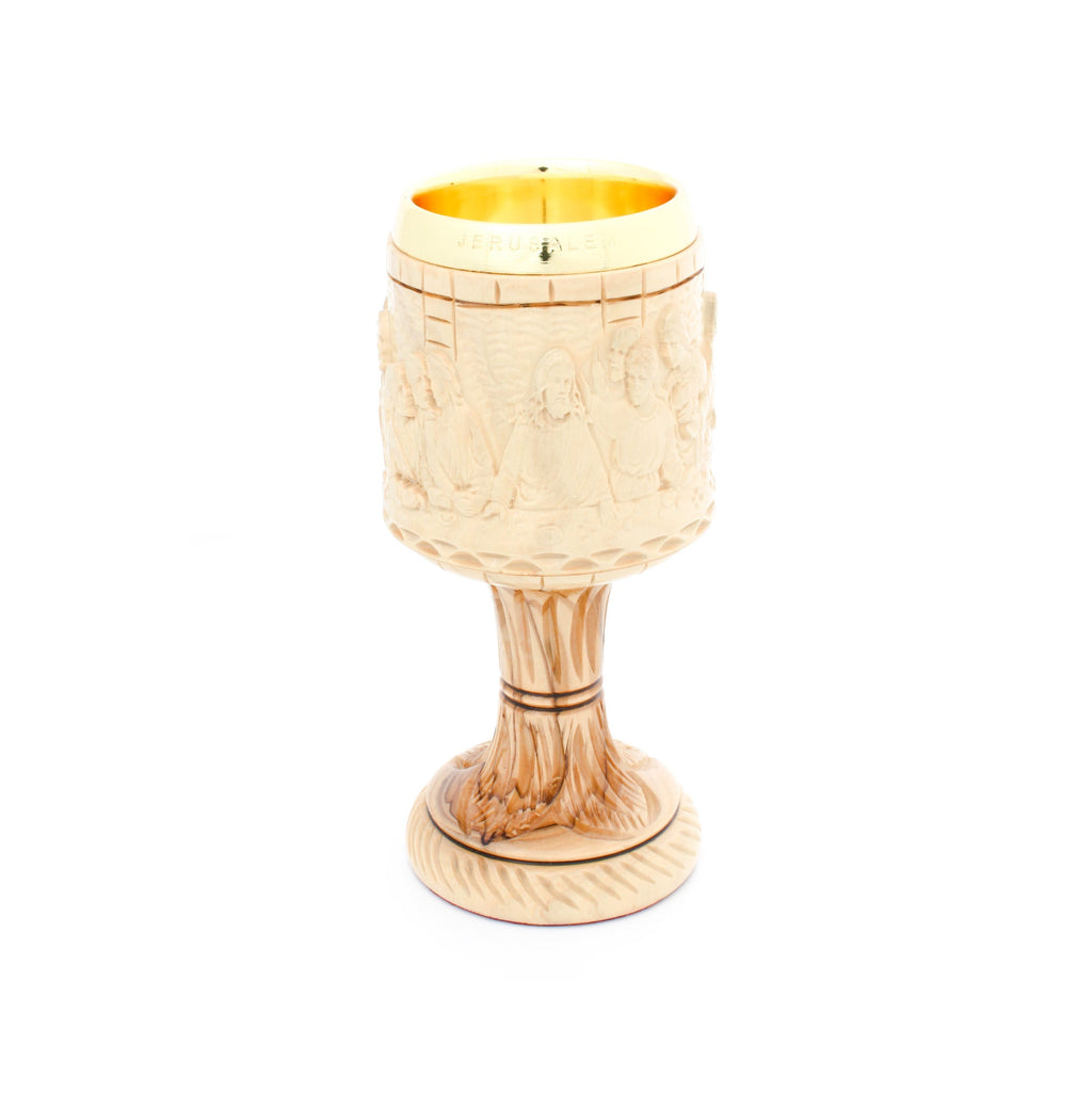 Religious gift from Bethlehem hand made in the Holy Land, side angle of the olive wood sculpture