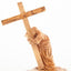 Jesus Christ "Holding Cross" Wooden Sculpture 13"