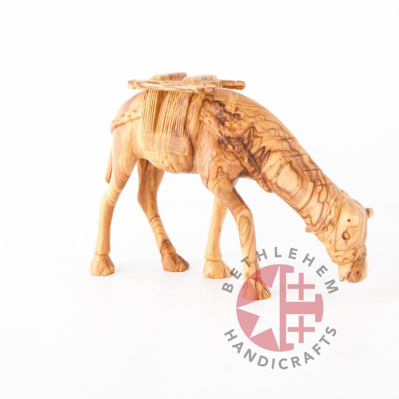 religious olive wood statue hand carved in Bethlehem, 7.9 inch front view of the olive wood masterpiece