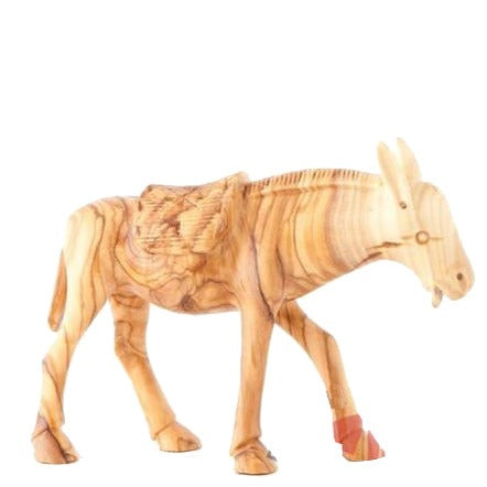 Wooden Donkey Nativity Figurine Carving, 5.9"