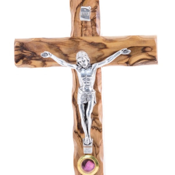 Olive Wood Hand Made Carved Wooden Standing Crucifix with Incense Made in Holy Land