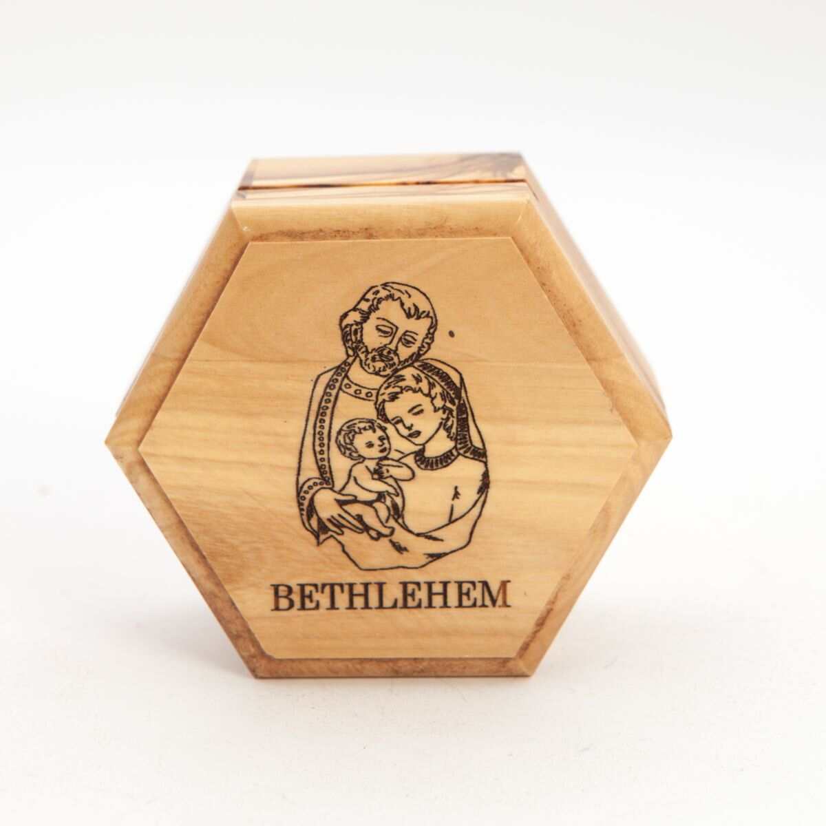 Holy Family Wooden Box (Bethlehem), Octagon Rosary Holder