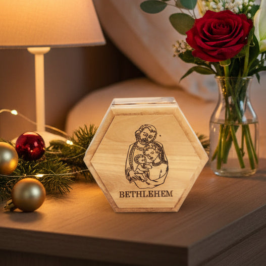 Holy Family Wooden Box (Bethlehem), Octagon Rosary Holder