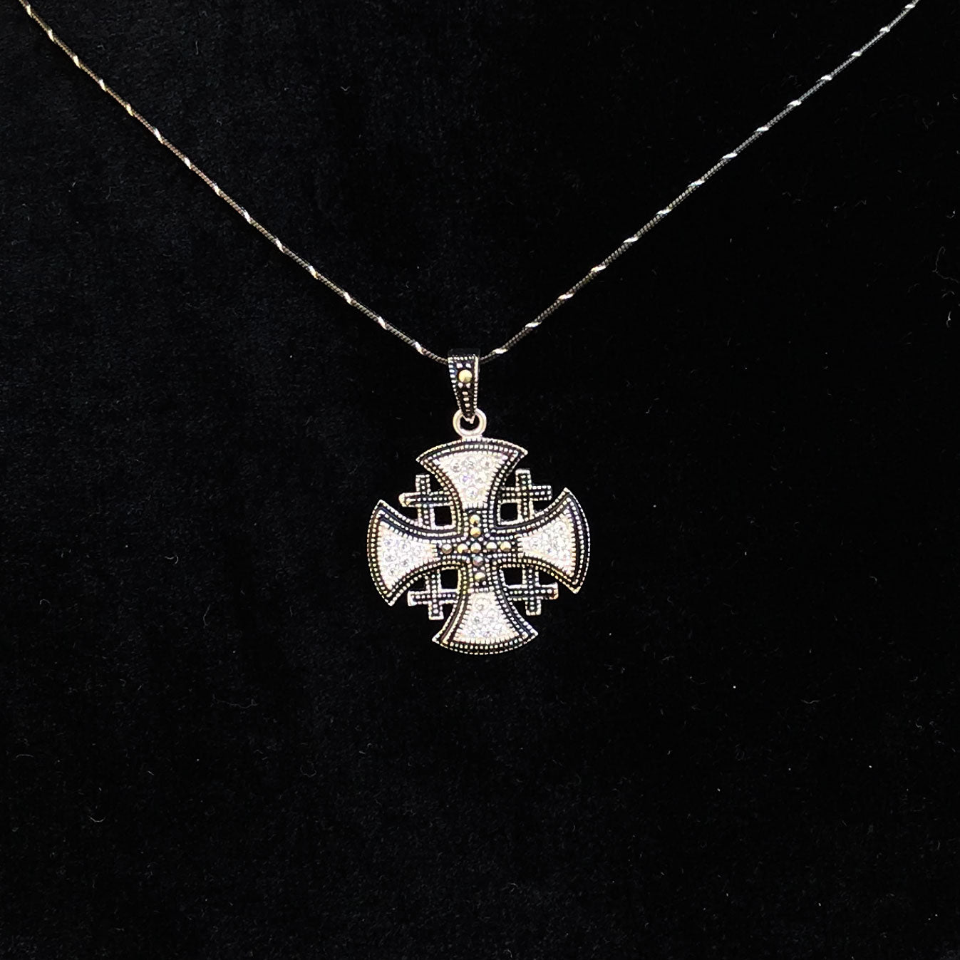 Jerusalem Cross Necklace with Gemstones (S), Sterling Silver Alisee Pa ...