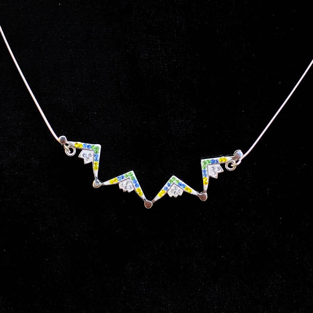 Two-Way Magnetic Bethlehem Star Necklace (Dark Red Coral and Colorful Gemstones) - Jewelry - Bethlehem Handicrafts