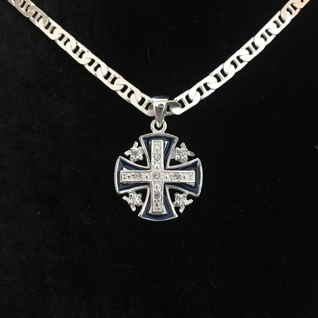 Religious jewelry hand made in Bethlehem Holy Land, three quarter view of the religious piece