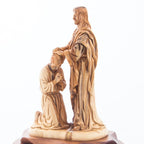 Jesus Christ statue hand carved from Bethlehem olive wood, 9.4 inch back view of the olive wood sculpture