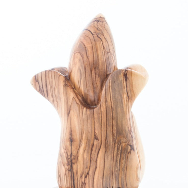 Fleur-de-lis Shaped Olive Wood Holy Family Statue (Abstract) - Statuettes - Bethlehem Handicrafts