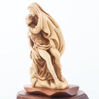 Hand Carved Olive Wood Contemplative Pieta Statue - Statuettes - Bethlehem Handicrafts