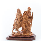 Mary and Joseph's Journey to Bethlehem Hand Carved Olive Wood Statue - Statuettes - Bethlehem Handicrafts
