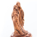 Olive wood nativity scene hand carved in Bethlehem, 13.4 inch back view of the olive wood sculpture