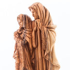Olive wood nativity scene hand carved in Bethlehem, 13.4 inch close detail of the hand carved work