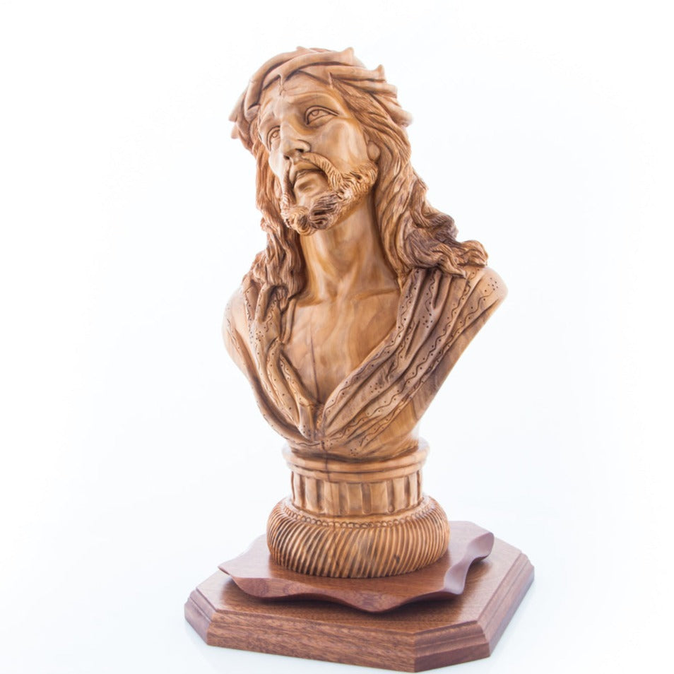 Carved Olive Wood Bust of Jesus’ Head - Statuettes - Bethlehem Handicrafts
