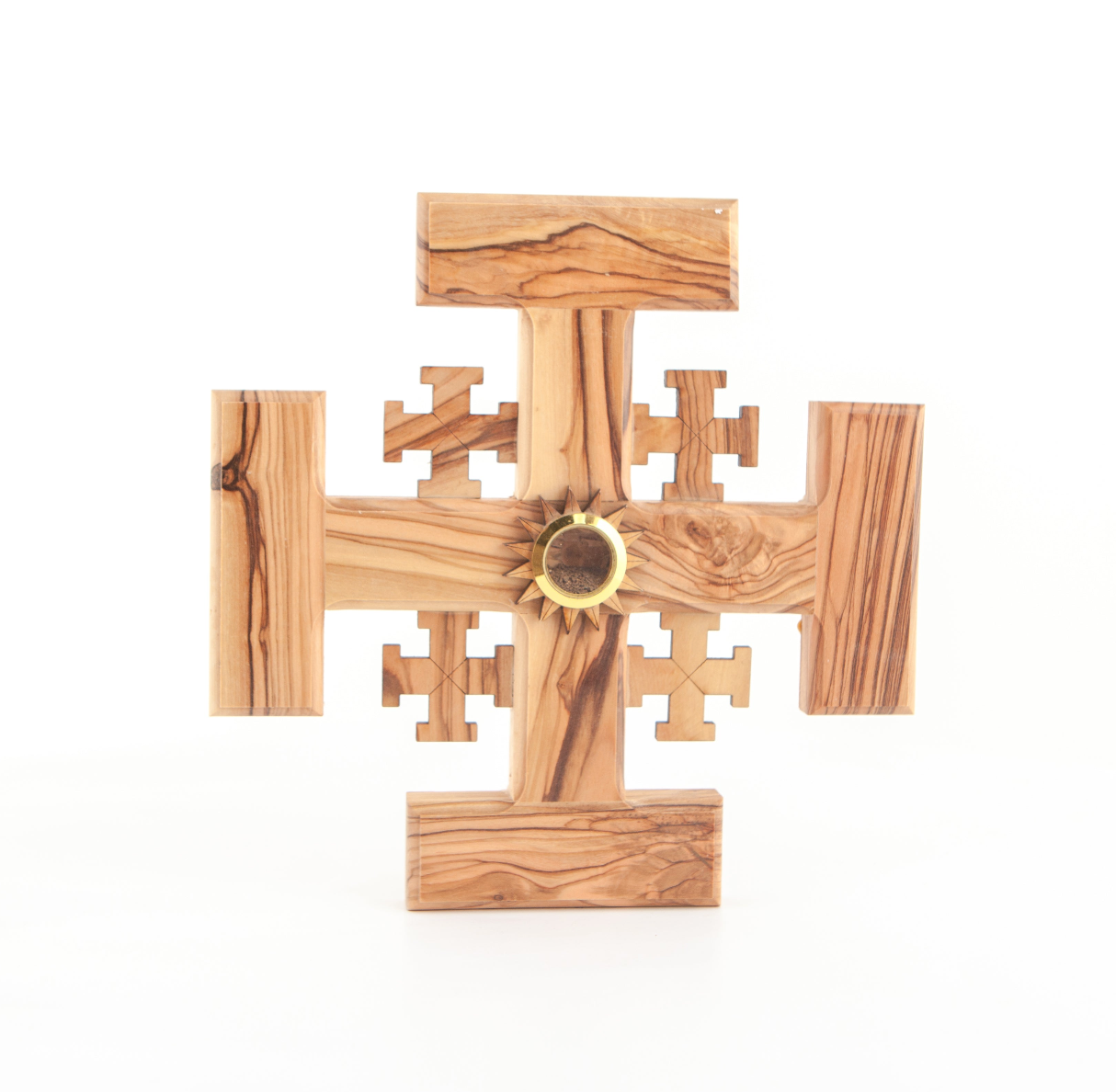 Jerusalem Wall Cross with Sand From Holy Land Olive Wood 