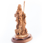 Jesus Christ The Good Shepherd Carved Wood Statue from Olive Wood in the Holy Land