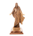 Jesus Christ statue hand carved from Bethlehem olive wood, 16.9 inch side angle of the olive wood sculpture