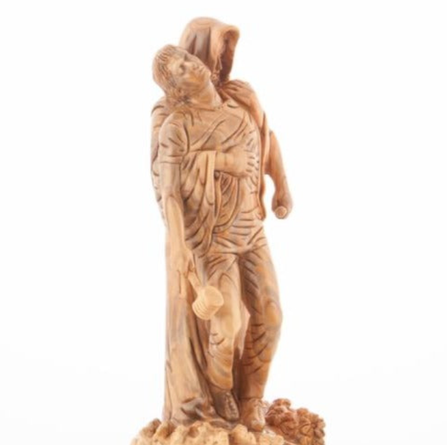Jesus Christ "Forgiveness” Statue, 11.8" Passionately Carved Masterpiece, Holy Land Olive Wood