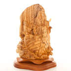 Jesus Christ statue hand carved from Bethlehem olive wood, 10.5 inch lifestyle photo on display