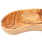 Olive wood tableware hand made in Bethlehem, detail of the carved figure