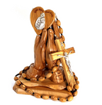 Olive wood crucifix hand carved in Bethlehem, 46 inch front view of the olive wood masterpiece