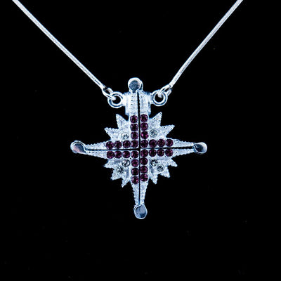 Magnetic Star of Bethlehem Necklace with Purple Gemstones