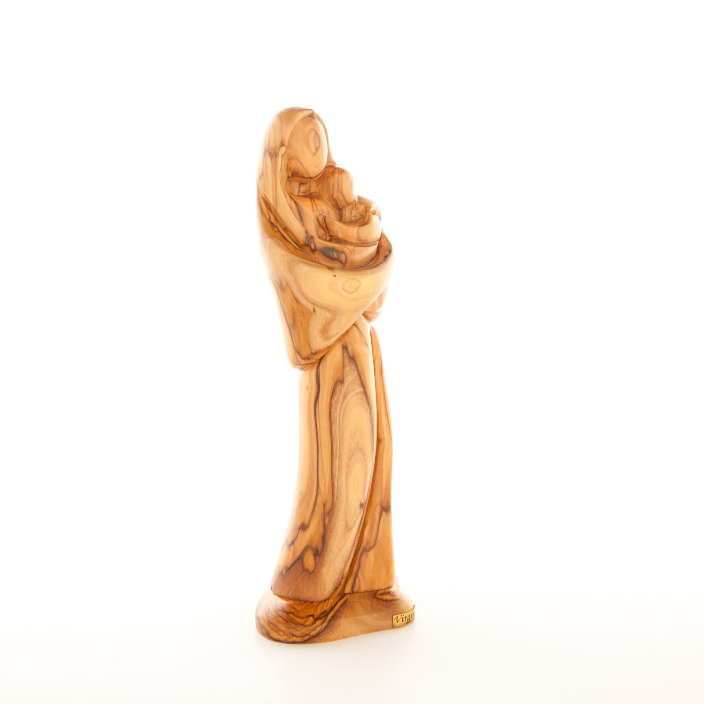 Classic Virgin Mary, 9.6" Abstract Olive Wood Carved in Bethlehem