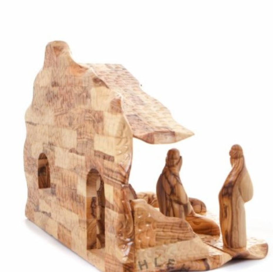Nativity Set Scene Hand Made Carved from Olive Wood in Holy Land