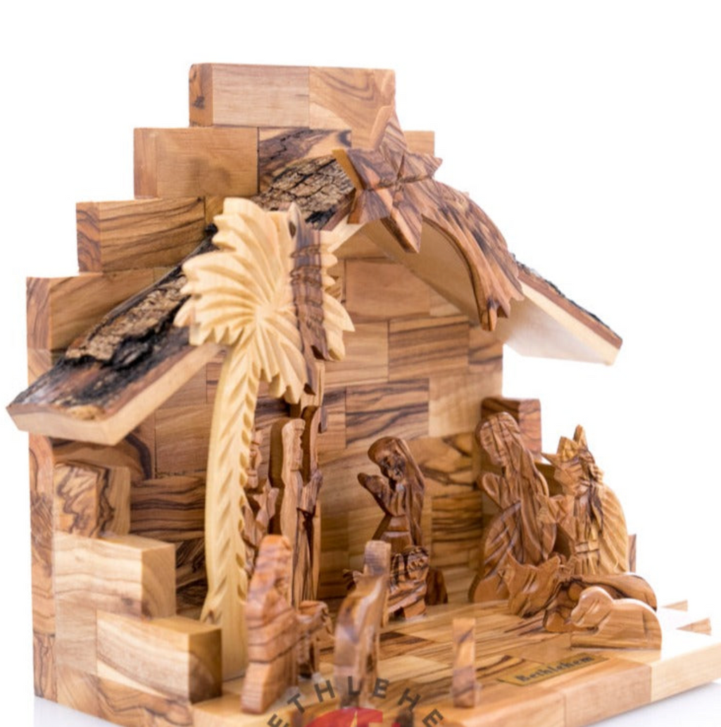 Rustic Nativity Rustic Nativity Scene with Natural Wooden Edges, 9.1