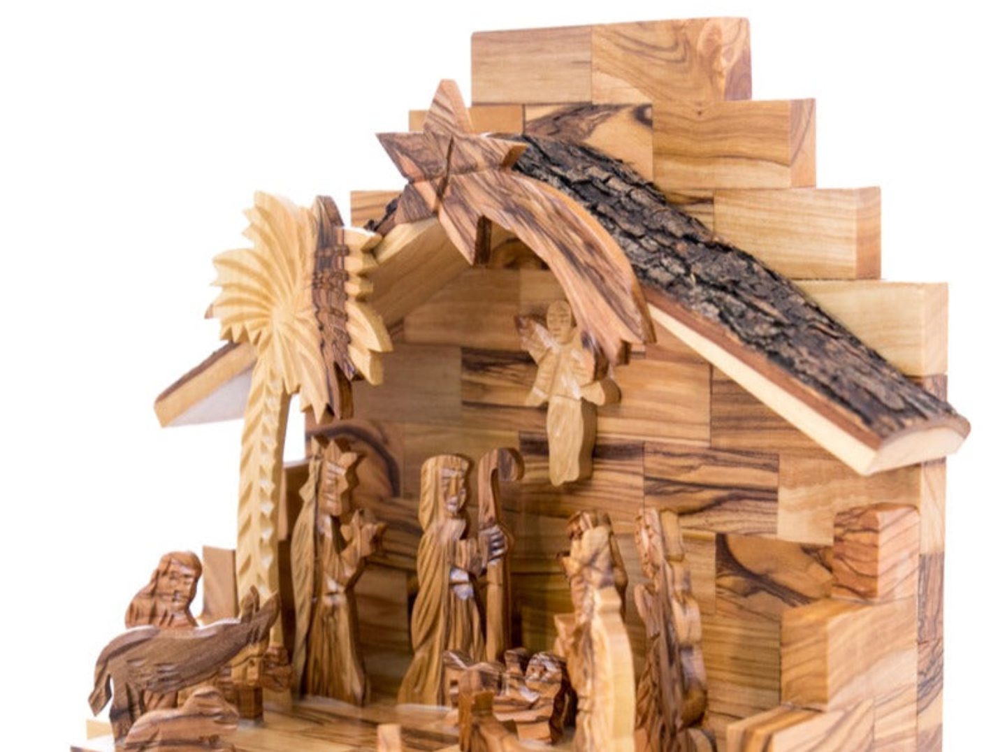 Nativity Set Scene Natural Olive Wood Handmade 