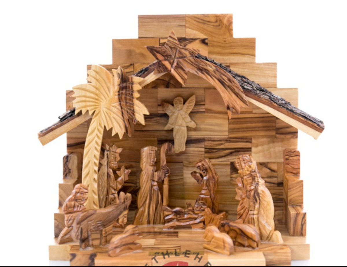 Rustic Nativity Rustic Nativity Scene with Natural Wooden Edges, 9.1