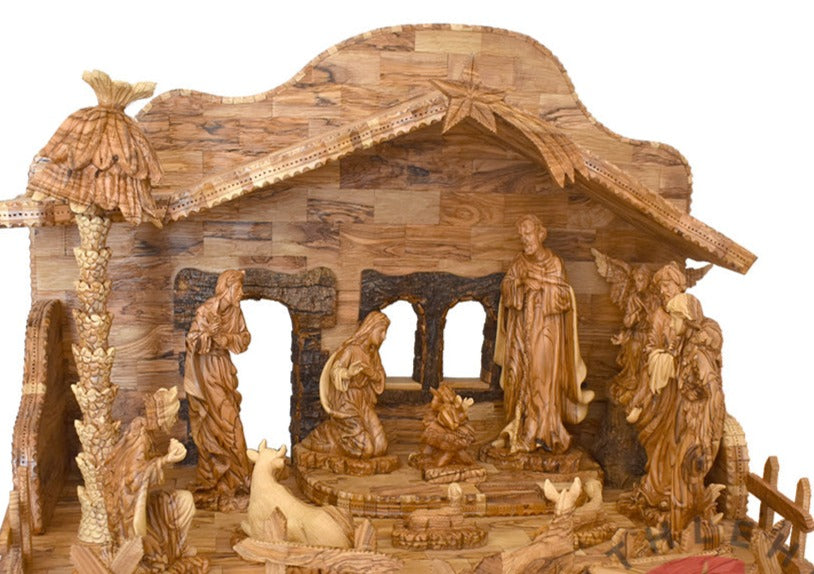 Unique Hand Carved Olive Wood Nativity Set - Statuettes - Bethlehem Handicrafts