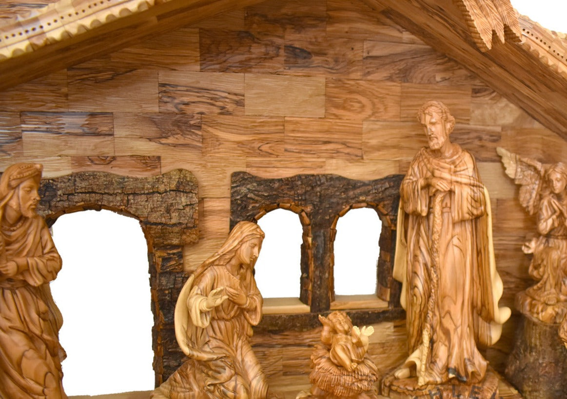Unique Hand Carved Olive Wood Nativity Set - Statuettes - Bethlehem Handicrafts