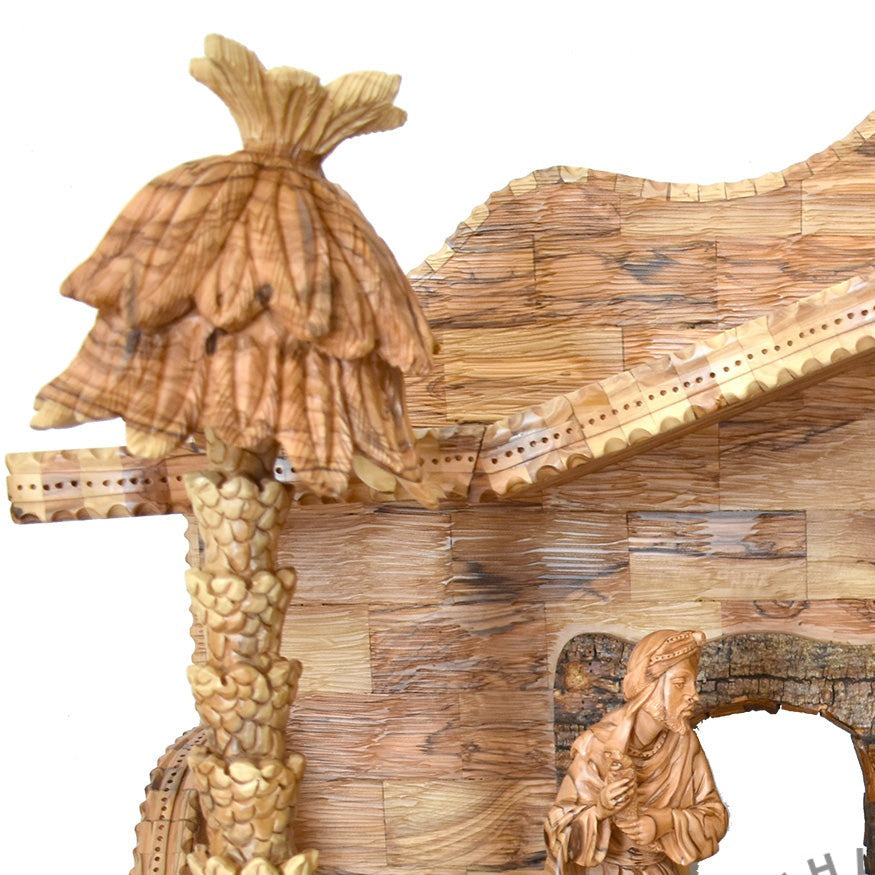 Nativity Scene Set with Sculptured Figures and Manager, 32.3" Masterpiece