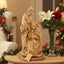 Nativity Scene Sculpture with Holy Family Holding Baby Jesus Christ, 16" Carving Masterpiece from Holy Land Olive Wood, Made in Bethlehem