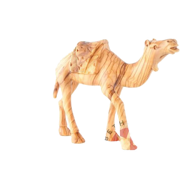 Wooden Camel w/ Harness, 6.7" Hand Carving from Bethlehem