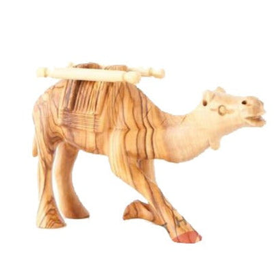 Wooden Camel "Kneeling", Hand Carved Nativity Figurine 4.7"