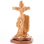 Jesus Christ olive wood wall cross from Bethlehem, 13.6 inch top angle showing detail of the craftsmanship