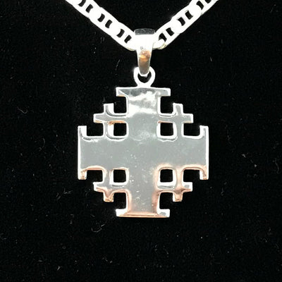 Sterling Silver Jerusalem Cross Necklace (L)