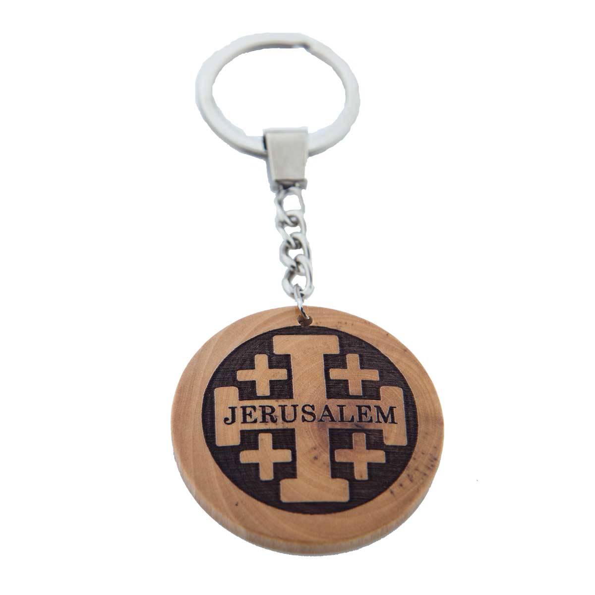 Jerusalem Cross Keychain, Olive Wood from Holy Land