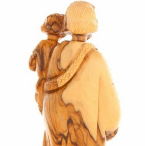 Jesus Christ statue hand carved from Bethlehem olive wood, 9.5 inch side angle of the olive wood sculpture