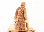Jesus Christ statue hand carved from Bethlehem olive wood, 7.5 inch natural light photo of the piece