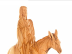 Jesus Christ statue hand carved from Bethlehem olive wood, 11.2 inch opposite side angle of the religious sculpture