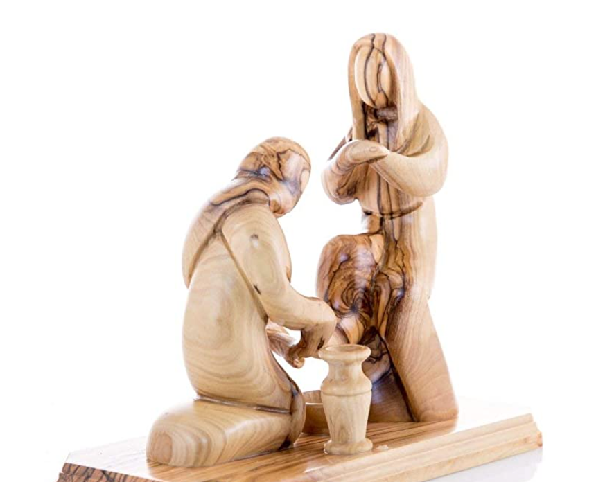 Jesus Washing Feet, 7.1" Wooden Carving Abstract