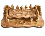 Last Supper olive wood statue hand carved in Bethlehem, 25.8 inch side angle of the olive wood sculpture
