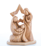 Nativity Scene with Holy Family and Star, 9.4" Manager Carving from Bethlehem Olive Wood