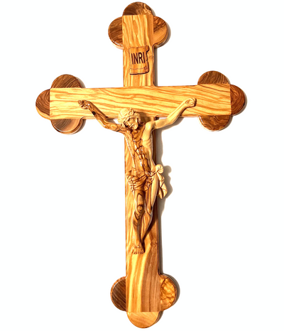 20"  Budded Crucifix and Corpus Hand Carved Olive Wood