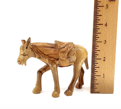Wooden Donkey Nativity Figurine, 3" Hand Carved in Bethlehem