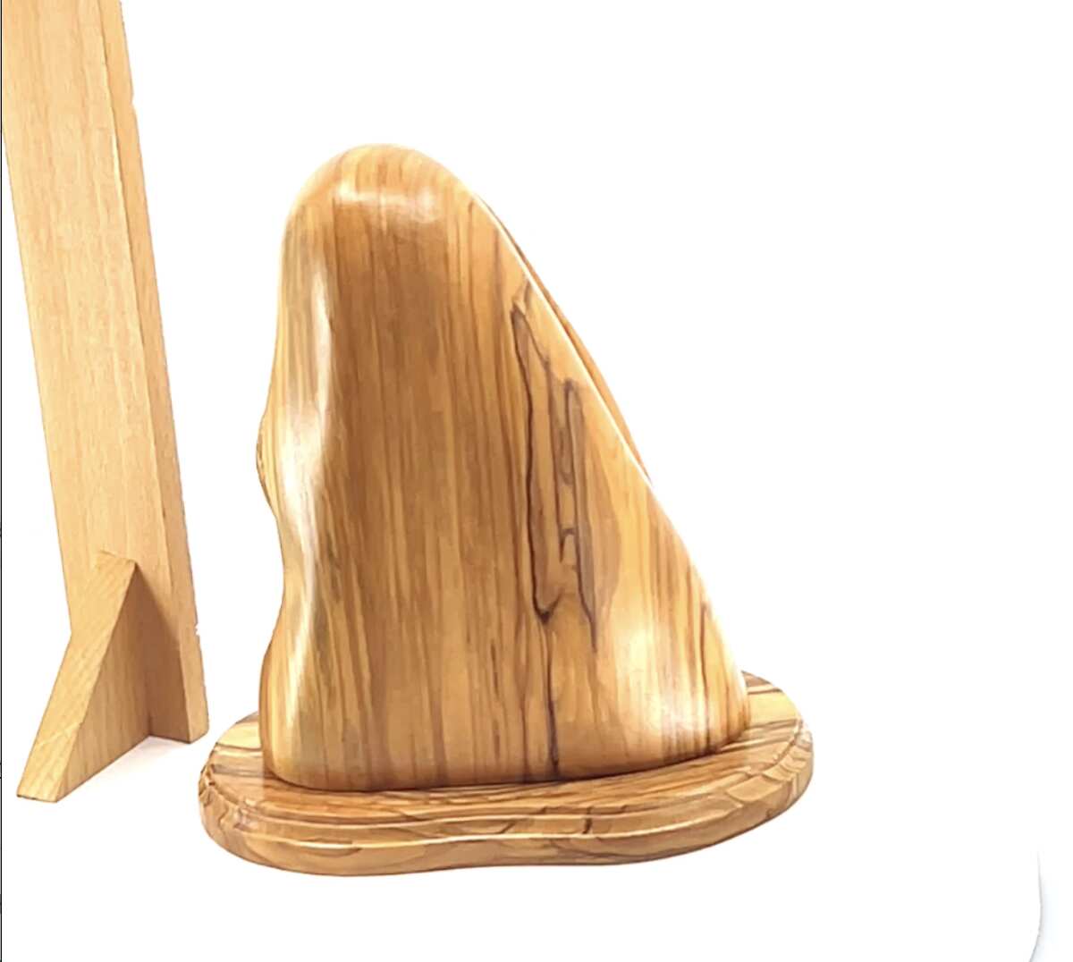 Virgin Mary olive wood statue from Bethlehem hand carved, 6.5 inch detail of the carved figure