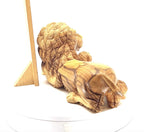 religious olive wood statue hand carved in Bethlehem, 7.9 inch close up showing the olive wood grain